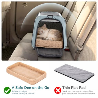 PETSFIT Soft-Sided Cat Carrier with Patented Safety Buckles, Lockable Zippers & Safety Tether,Escape-Resistant Travel Pet Carrier for Car Rides & Vet Visits, Airline Approved Under-Seat, Up to 12 lbs - color: Cyan blue, size: Medium