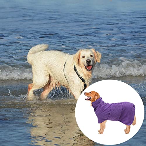 Geyecete Dog Bathrobe Towel Dog Drying Coat-Dry Fast Dog Bag-Pineapple Grid Fast Drying Super Absorbent Pet Dog Cat Bath Robe Towel-Purple-S - color: Purple(Pineapple grid), size: Small