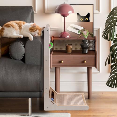 Sisal Cat Scratchers for Indoor Cats, 26.8'' L-Shape Cat Scratching Board, Solid Wooden Cats Scratch Pad with Mouse Toy, Large Cats Scratching Posts to Protect Furniture(Vertical Scratcher) - size: Vertical