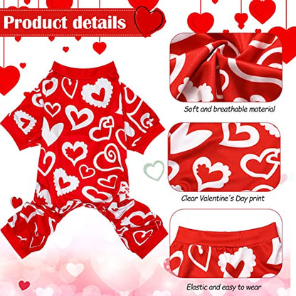 Weewooday 3 Piece Dog Pajamas Dog Bodysuit & Jumpsuit Set, Heart Pattern Puppy Clothes for Puppy & Cat(XL(fit 9.9-12.2lbs)) - size: XL(fit 9.9-12.2lbs)