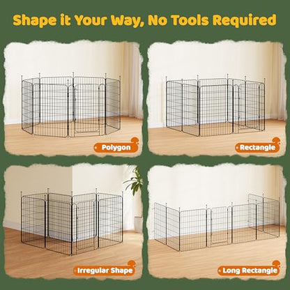 Yaheetech Dog Playpen for Puppy/Small Dogs, Foldable Pet Pen Expandable Fence with Door for Indoor/Outdoor Use, 32 Inch 8 Panels, Black - size: 32 inch