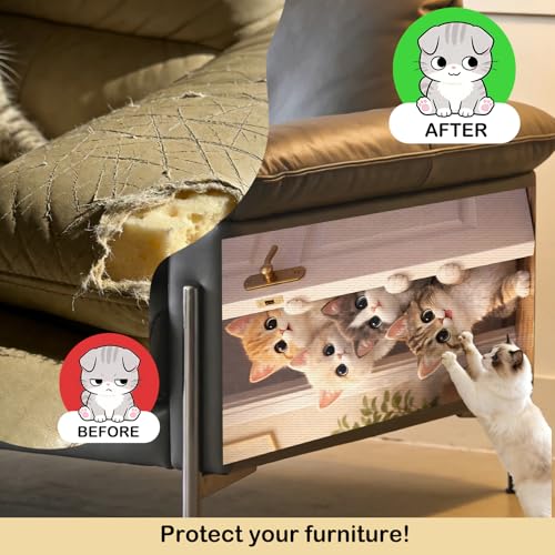 Cat Scratch Pad 15.3x23.6 Inches Polyester Synthetic Fiber, Peeking Kittens Print, wall cat Scratcher, Scratching mat, Home Decor, Hallway, Living Room (2pcs) - color: LU15989-2pcs
