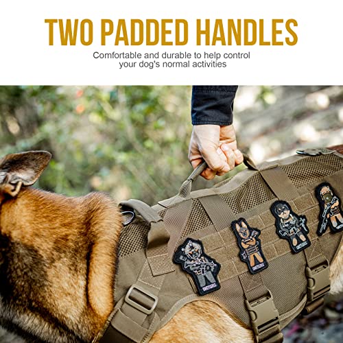 OneTigris Tactical Dog Harness for Small Dogs, No Pull Small Dog Vest Harness Breathable Military Dogs Molle Vest with Handles, Walking Hiking Training (Brown, XS) - color: Brown, size: XS