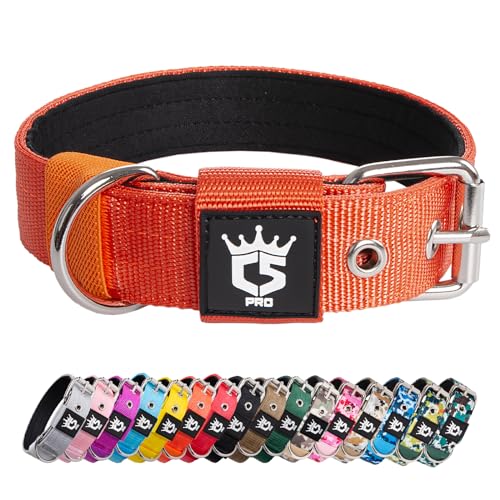 TSPRO Tactical Dog Collar 1.25 Inch Wide Thick Dog Collars with Heavy Duty Metal Buckle, Durable, Strong, Adjustable for Small Dogs (Orange S) - color: Basic Orange, size: S-for neck size (adjustable 12.6"-15.8")