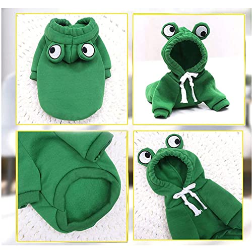 Dog Hoodie Basic Sweater Coat Cute - Frog Shape Warm Jacket Pet Cold Weather Clothes Outfit Outerwear for Cats Puppy Small Medium Dogs - color: Green Frog, size: Small