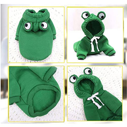Dog Hoodie Basic Sweater Coat Cute - Frog Shape Warm Jacket Pet Cold Weather Clothes Outfit Outerwear for Cats Puppy Small Medium Dogs - color: Green Frog, size: Small