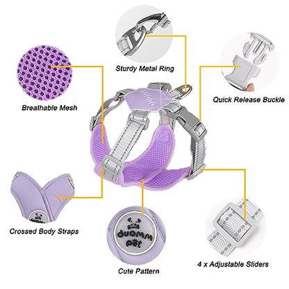 Dog Harness Pet X Frame No Pull Step-in Harnesses with Leash Set, Adjustable Reflective Choke Free Puppy with Padded Vest for Small, Medium Dogs and Cats Walking Training - color: Purple, size: Small