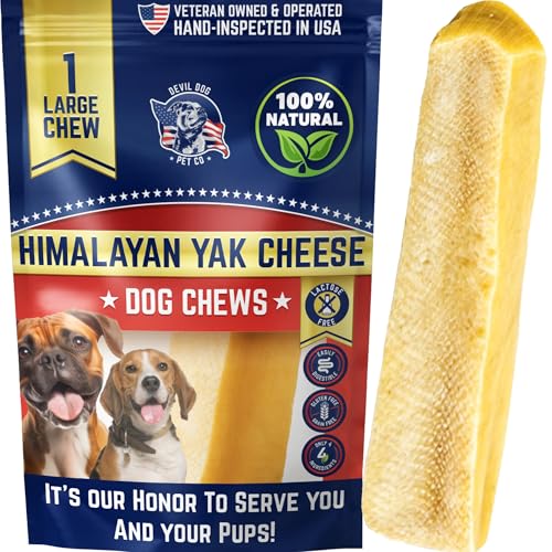 Devil Dog Pet Co. Himalayan Yak Cheese Dog Chews for Medium to Large Breeds & Aggressive Chewers - Long Lasting, Rawhide Free, High Protein - Cleaner Teeth, Anxiety & Boredom Relief - Large - style: Large - 1 Pack