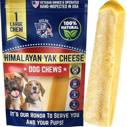 Devil Dog Pet Co. Himalayan Yak Cheese Dog Chews for Medium to Large Breeds & Aggressive Chewers - Long Lasting, Rawhide Free, High Protein - Cleaner Teeth, Anxiety & Boredom Relief - Large - style: Large - 1 Pack