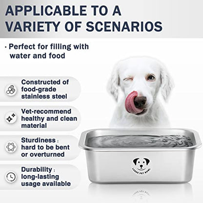 Stainless Steel Dog Bowls for Large Dogs, High Capacity Metal Dog Food Bowls, Food and Water Bowl for Large, X-Large, and Big Dogs 2.65 Gallons - color: Stainless Steel-2.65 gallons