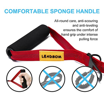6FT Highly Reflective Heavy Duty Elastic Bungee Medium and Large Dog Leash Shock Absorbing with Comfortable Padded Handle and Traffic Handle Suitable for Training Red - color: Red
