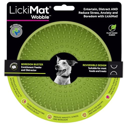 LickiMat Wobble, Dog Slow Feeder Bowl Lick Mat, Boredom Anxiety Reducer; Perfect for Food, Treats, Yogurt, or Peanut Butter. Fun Alternative to a Slow Feed Dog Bowl, Green - color: Green
