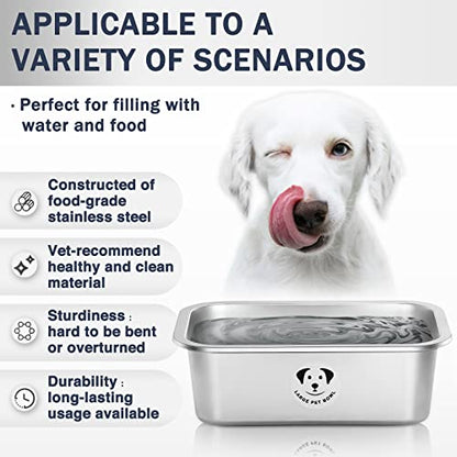 Stainless Steel Dog Bowls for Large Dogs, High Capacity Metal Dog Food Bowls, Food and Water Bowl for Larges, X-Large, and Big Dogs 1.25 Gallons - color: Stainless Steel-1.25 gallons