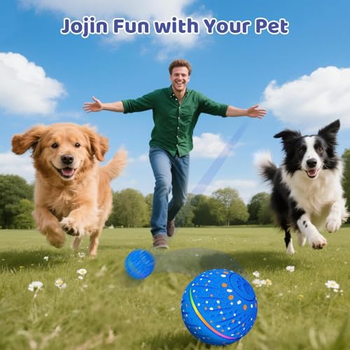 Interactive Dog Toys Dog Ball for Small Medium Dogs – 3 Smart Play Modes Bouncing Interactive Pet Toy, Durable E-TPU Material with RGB Lights, Self-Rolling Toy to Relieve Dog Boredom and Anxiety