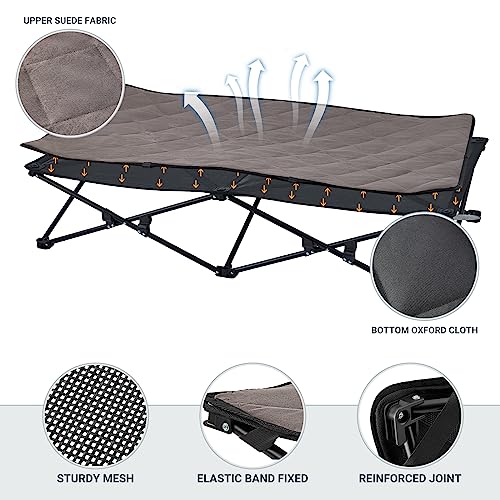 KingCamp Elevated Dog Bed - Portable, Folding Dog Cot for Outdoor Travel with Washable Mesh, Supports Small to Large Pets Up to 110lbs, Includes Carry Bag - Black