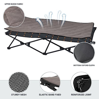 KingCamp Elevated Dog Bed - Portable, Folding Dog Cot for Outdoor Travel with Washable Mesh, Supports Small to Large Pets Up to 110lbs, Includes Carry Bag - Black