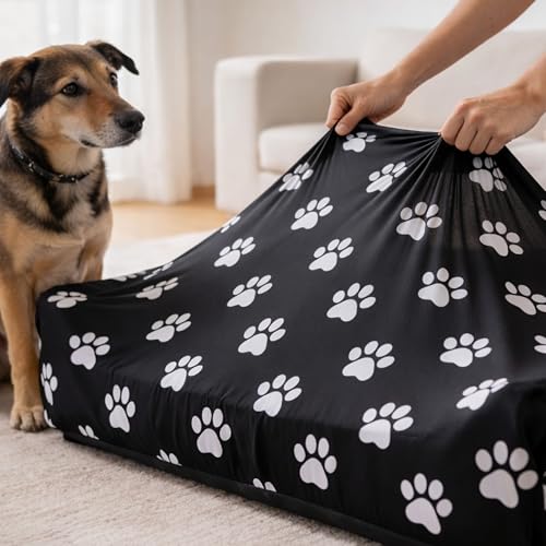 DUKE&LEFTY PetBed Slipcover-Stretch Soft Petbed Cover-Universal-Easy to Remove (Zipper Free)-Navy/Medium - color: Navy, size: Medium-36"x24"x4"