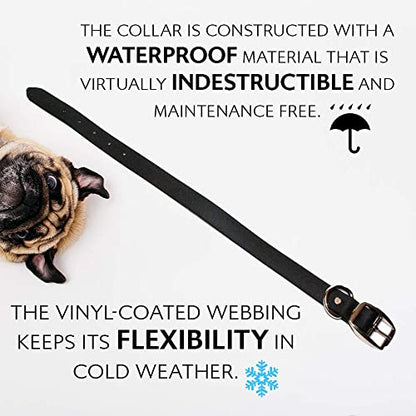 Regal Dog Products Large Black Waterproof Dog Collars with Custom Engraved Name Plate | Vinyl Coated, Anti, Easy to Clean Personalized Biothane Dog Collar - Other Sizes for Small & Medium Dogs - color: Black, size: Large Collar