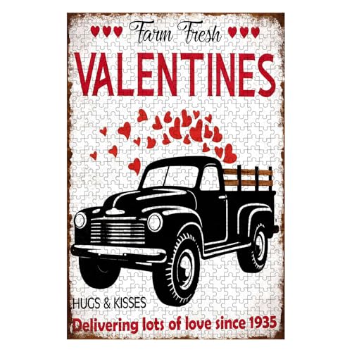 300 Pieces Jigsaw Puzzles for Adults, Farm Fresh Valentines Hugs & Kisses Truck Art Puzzle, Stress Relief Hand-Eye Coordination Brain Teaser Puzzle 15.7x11 Inch - color: Wooden Puzzle11, size: 300 Piece pcs