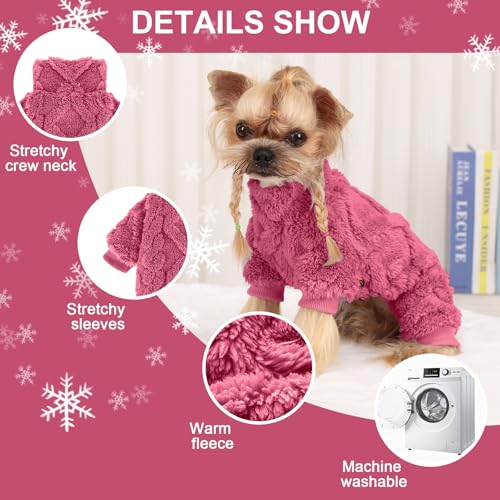 Dog Sweater Fleece Turtleneck Winter Dog Clothes for Small Dogs Girls Boy, Warm Fleece Puppy Pajamas Onesies, Pet Clothes Puppy Sweater Pjs, Doggy Jumpsuits Doggie Outfit, Rose Pink, S - color: Rose, size: Small (Chest 15in )