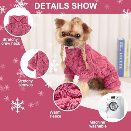 Dog Sweater Fleece Turtleneck Winter Dog Clothes for Small Dogs Girls Boy, Warm Fleece Puppy Pajamas Onesies, Pet Clothes Puppy Sweater Pjs, Doggy Jumpsuits Doggie Outfit, Rose Pink, S - color: Rose, size: Small (Chest 15in )