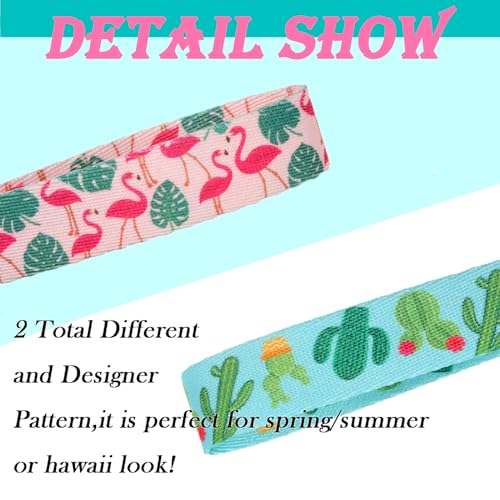 Spring Summer Dog Collar 2 Pack, Flamingos Cactus Print Hawaiian Dog Collar for Large Boy Girl Dogs - color: Summer, size: L