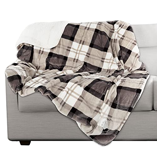 PETMAKER Pet Blanket - Reversible Waterproof Plaid Throw Protects Couch, Car, and Bed from Spills, Stains, or Fur - Dog and Cat Blankets (Gray), Large - color: Gray Plaid, size: Small