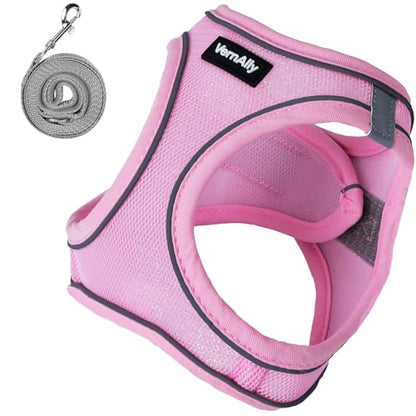 Sparkly Dog Harness Small Sized and Leash Set for Small Dogs Cats,Pink S Puppy Harness, Step in Soft Dog Reflective Vest, Breathable Mesh Pet Harness. (Pink, M) - color: Pink, size: M