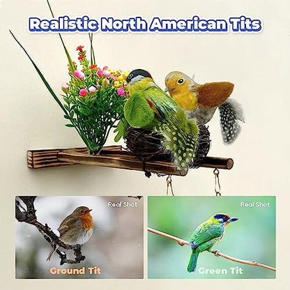 LEWISER Cat Toys Chirping Tit 2 Pcs with Catnip SilverVine, Suitable for Cat Wand Toys, Simulation Bird Design, Interactive Toys for Indoor Kitty Kitten Exercise, Green and Ground - color: Chirp Tit B