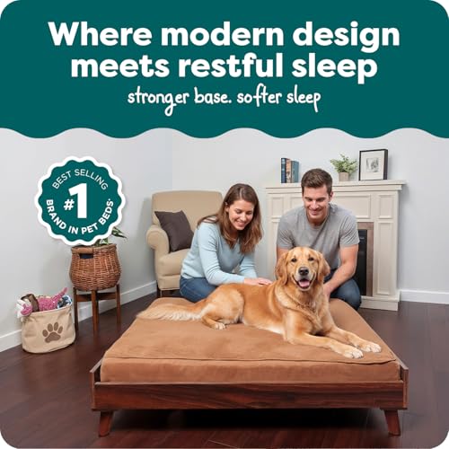 Furhaven (Old Version) Elevated Dog Bed Frame for 44" x 35" XL Dog Beds, Easy Assembly - Mid-Century Modern Bed Frame - Walnut, Jumbo/XL - color: Veneer Walnut, size: 44" x 35"