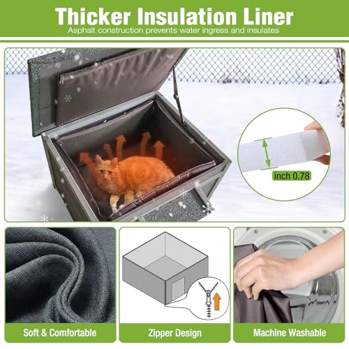 GUTINNEEN Insulated Cat House Outdoor with Triple-Layer - Weatherproof Cat Shelter with Insulation Liner, Elevated Base & Openable Roof for Stray/Feral Cats (Winter-Ready)