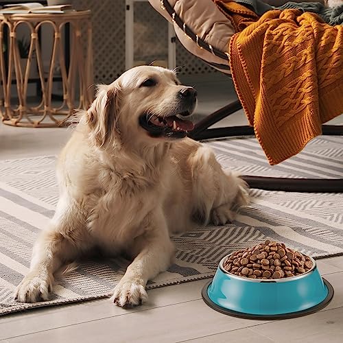 Roshtia 6 Pcs 30 oz Stainless Steel Dog Bowl, Dog Food Water Bowl with Anti Skid Silicone Base Stackable Dishwasher Safe Pet Puppy Dishes for Medium Large Dogs Cat Multipet Families - size: 30 oz