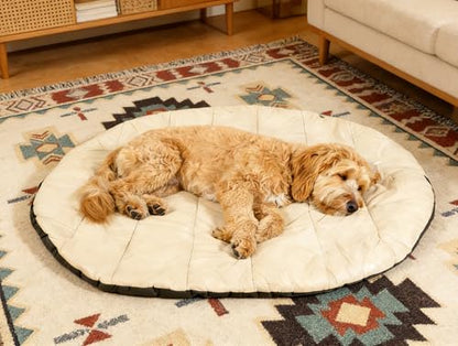 Portable Dog Travel Mat & Camping Pad, Foldable Dog Sleeping Mat with Carry Bag, Portable, Machine Washable Roll Up Pet Pad for All Breeds, Puppy, Outside, Car & Settle Mat, 33.46" x 27.26"