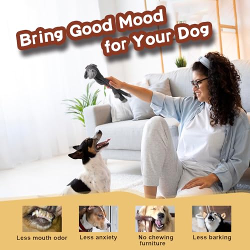 5 Pack Dog Squeak Toys, Durable Plush Chew Toys for Small, Medium & Large Dogs for Teething & Interactive Play - color: brown/white/grey/green