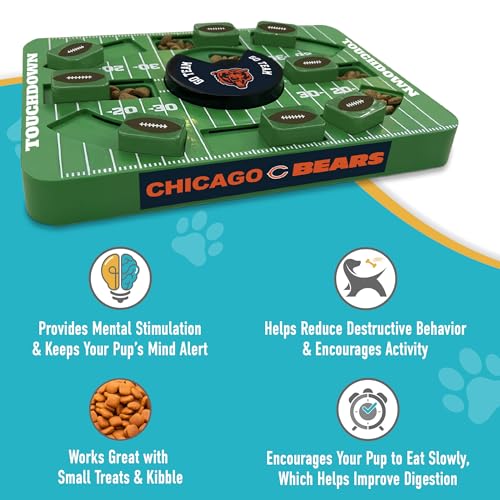 Pets First NFL Chicago Bears Large Puzzle Toy, New Size, Interactive Dog Treat & Slow Feeding Toy - color: CHICAGO BEARS, size: Large