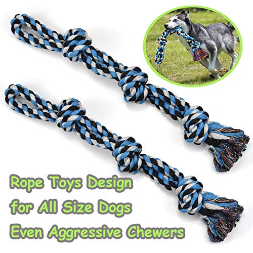 LECHONG Rope Dog Toys for Aggressive Chewers Large Breed Medium Breed, Small Dog Puppy Teething Chew Toys Heavy Duty Dental Dog Rope Toys Prevents Boredom and Relieves Stress - size: 8pack