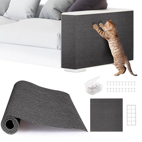 2pack Cat Scratch Couch Furniture and Wall Protector | Adhesive Cat Scratch Pad for Covering Cat Tower, DIY Climbing Cat Scratcher Couch Protector from Cat Claws Scratching (Dark Gray) - color: Dark Grey, size: 2 Pack