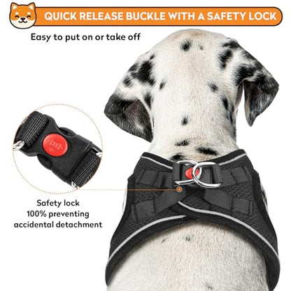 Dog Harness with Leash Set, No-Pull Step-in Reflective Pet Harness with 1 Leash Clips, Adjustable Soft Padded Easy Walk Dog Vest for Small Medium Large Dogs, Cats(Carbon Black, XXXSmall) - color: Black, size: XXXS(Chest:10"-11.5"*Fit Cat)