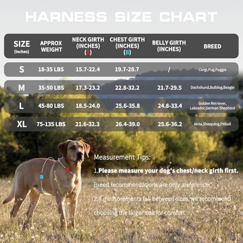 Tactical Dog Harness Medium Sized, Heavy Duty No Pull Dog Harness with Handle, Easy On and Off Service Dog Vest with Molle System, Reflective Pet Vest for Walking Hiking Training - color: Black, size: M(Neck:17-23",Chest:22-32"),35-50 lbs