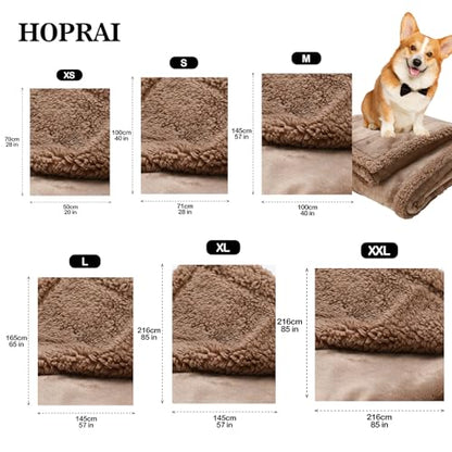 Waterproof Pet Blanket for Medium Large Dogs Washable Fluffy Thick Jacquard Shag Fleece Warm Sherpa Pet Blanket Cats Puppy Couch Protection (Light Coffee XXL85*85inches) - color: Light Coffee, size: 85*85