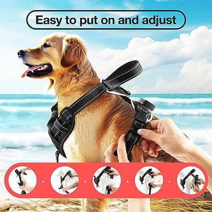 Light Up Dog Harness - No Pull Led Dog Harness Rechargeable Adjustable Lighted Dog Vest Harness for Small Medium Large Dogs - color: Black-Red, size: XL