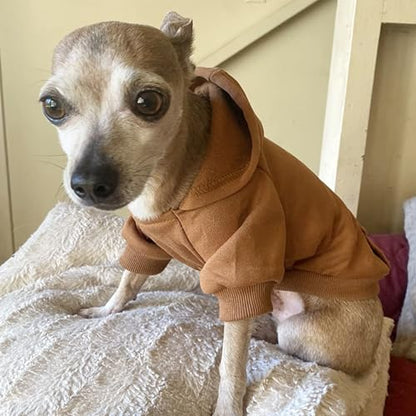Jecikelon Winter Dog Hoodie Sweatshirts with Pockets Warm Dog Clothes for Small Dogs Chihuahua Coat Clothing Puppy Cat Custume (Coffee, XX-Small) - color: Coffee, size: XX-Small