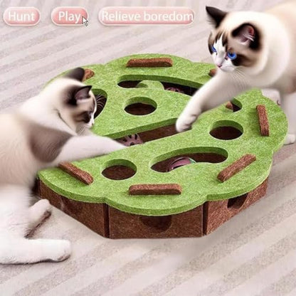 GDSAFS Cat Nail File Enrichment Box, Cat Scratch Puzzle Enrichment Box, Interactive Felt Cats Puzzle Toy with Bell, Bite & Scratch Resistant, for Indoor Cats Scratching Hunting Mental (White-A) - color: White-A