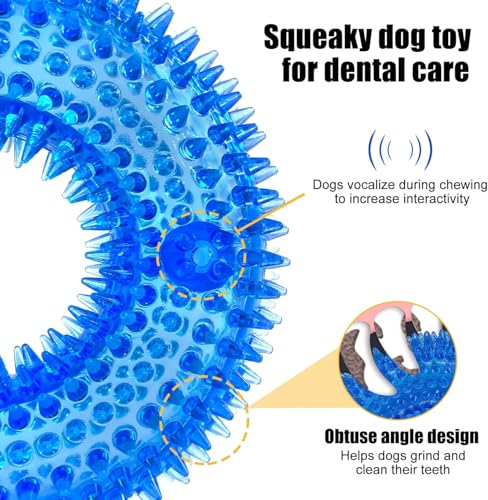 Andiker Squeaky Dog Toy, Safe TPR Chewable Dog Toys for Teeth Grinding&Cleaning Dog Fetch Toys for Enhancing Interactivity Outdoor Suitable for All Dog Sizes Puppy’s and Dogs (Large Blue) - size: Large Blue