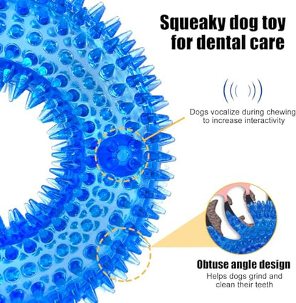 Andiker Squeaky Dog Toy, Safe TPR Chewable Dog Toys for Teeth Grinding&Cleaning Dog Fetch Toys for Enhancing Interactivity Outdoor Suitable for All Dog Sizes Puppy’s and Dogs (Large Blue) - size: Large Blue
