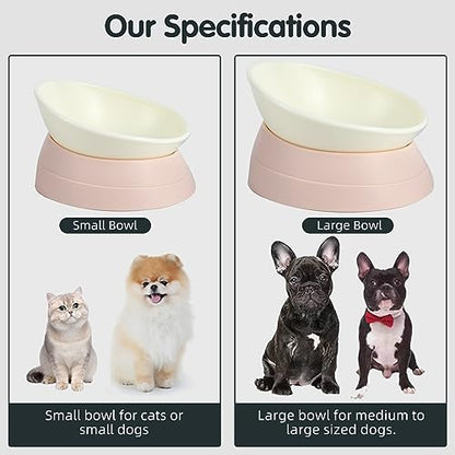 Bulldog Bowl Anti-Slip Dog Cat Dish Detachable Rubber Dog Bowl Pet Sterile Tilted Pet Feeder Slope Base (Lightpink, 2 Cup (Small/Medium Dog)) - color: Lightpink, size: 2 Cup ( Small/Medium Dog )