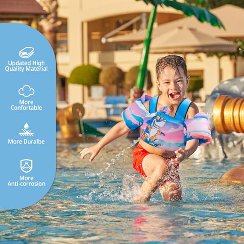 Toddler Swim Vest Floaties for 22-66 lbs / 2-6 Y Kids Swim Jacket with Adjustable Safety Buckle Arm Wings Swim Training for Boys and Girls Beach Boating Pool Floats - color: Shark