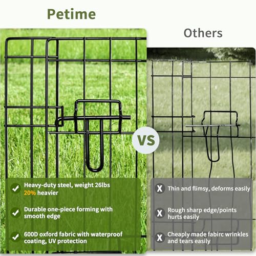 PETIME Foldable Metal Dog Exercise Pen/Pet Puppy Playpen Kennels Yard Fence Indoor/Outdoor 8 Panel 24" W x 36" H with Top Cover and Bottom Pad (Playpen+Bottom+Top Cover, 8 Panels 36" H) - size: 36''H