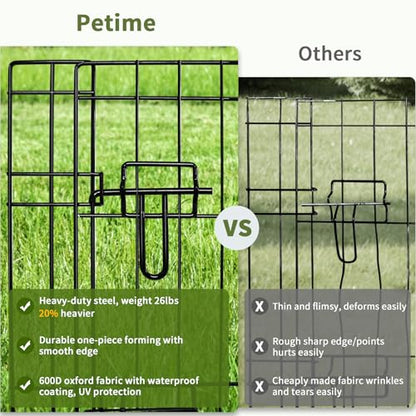 PETIME Foldable Metal Dog Exercise Pen/Pet Puppy Playpen Kennels Yard Fence Indoor/Outdoor 8 Panel 24" W x 36" H with Top Cover and Bottom Pad (Playpen+Bottom+Top Cover, 8 Panels 36" H) - size: 36''H
