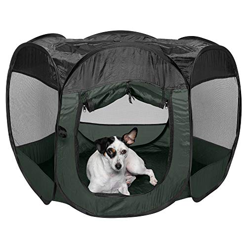 Furhaven Portable Dog Playpen Cat Tent, Pet playground,Kennel foldable indoor outdoor zippered puppy crate - Hunter Green, Medium - color: Hunter Green, size: Medium
